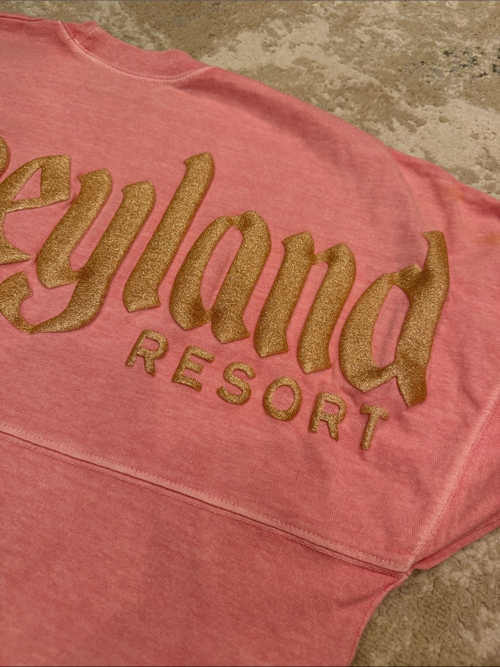 Disneyland Spirit Jersey Rose Gold Pink Glitter Oversized Size XS/S - Picture 6 of 9